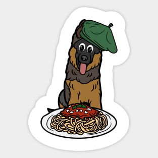 Cute Guard Dog is eating spaghetti Sticker